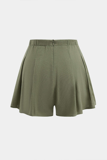 Linen Pleated Zipper Shorts