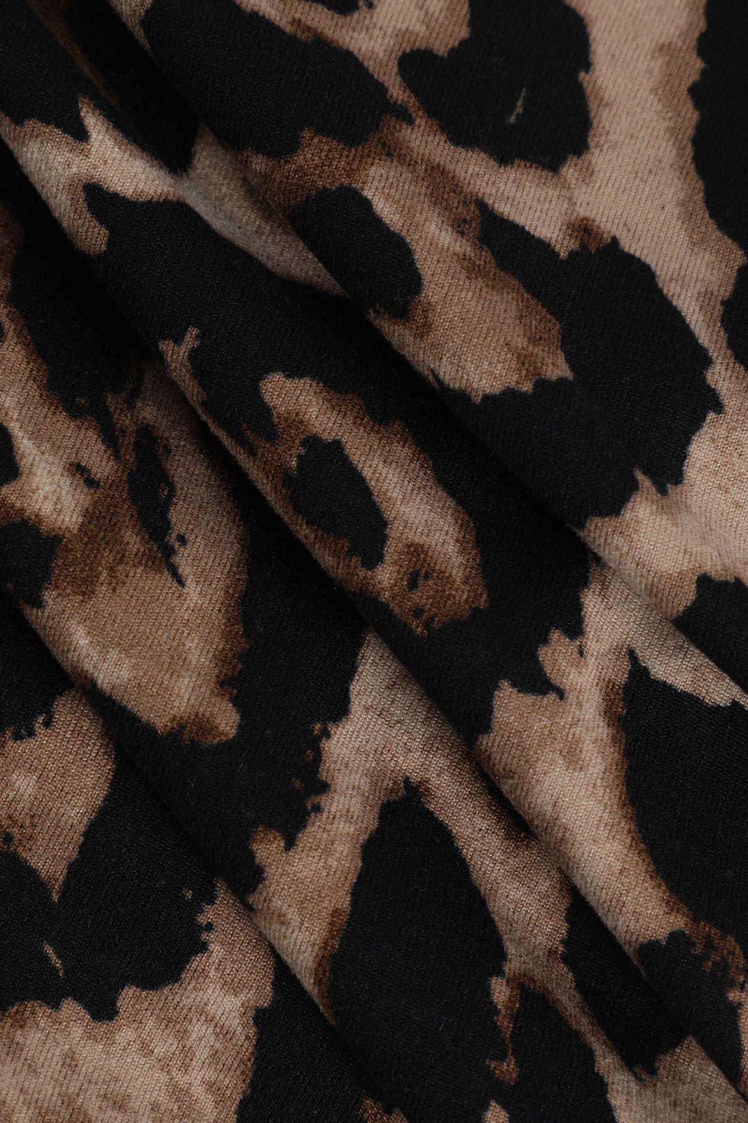 Leopard Print Ruched Slit Midi Skirt