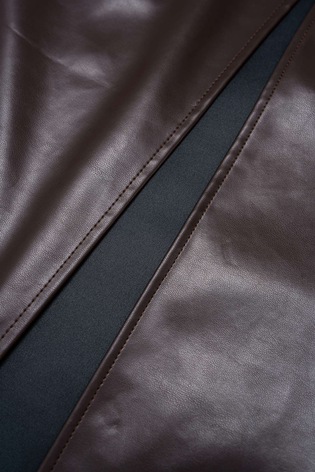 Faux Leather Patchwork Ruched Sleeveless Midi Dress