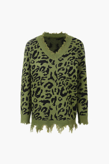 Frayed Leopard Sweater