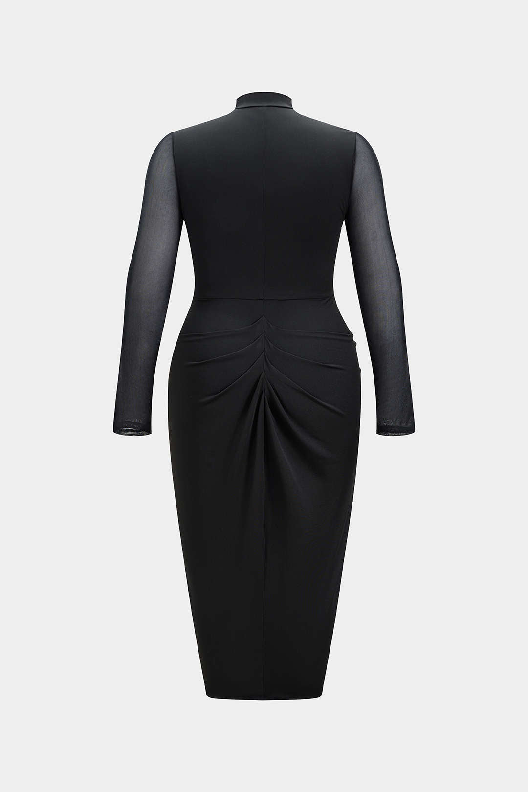 Plus Size Round Neck Patchwork Ruched Sleeveless Midi Dress