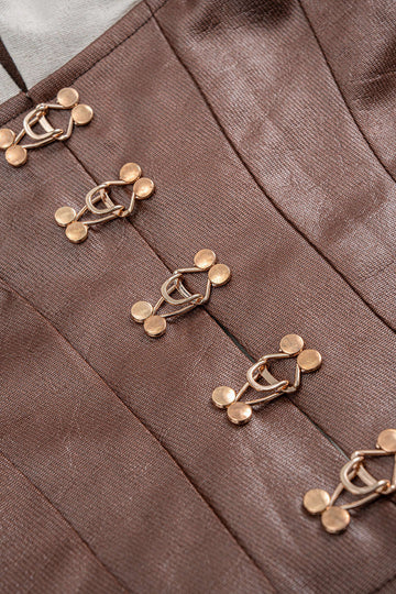 Faux Leather Patchwork Asymmetrical Hem Long Sleeve Maxi Dress