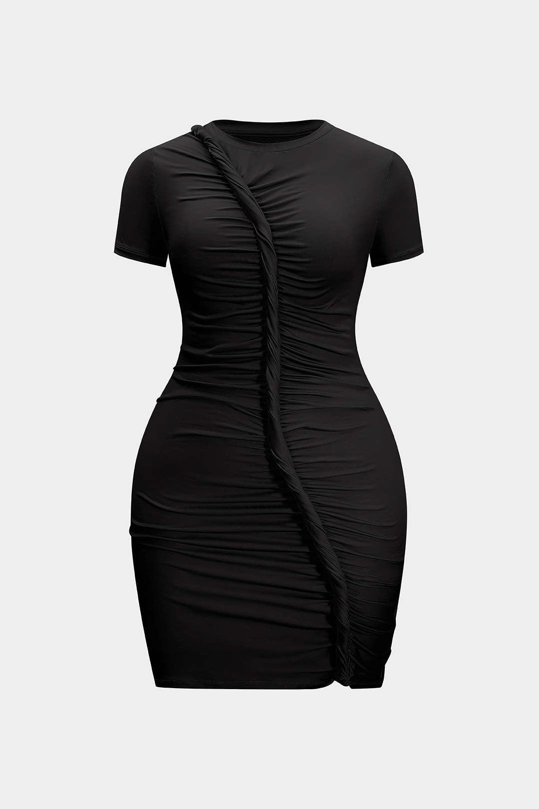 Plus Size Twist Knot Ruched Short Sleeve Mini Dress