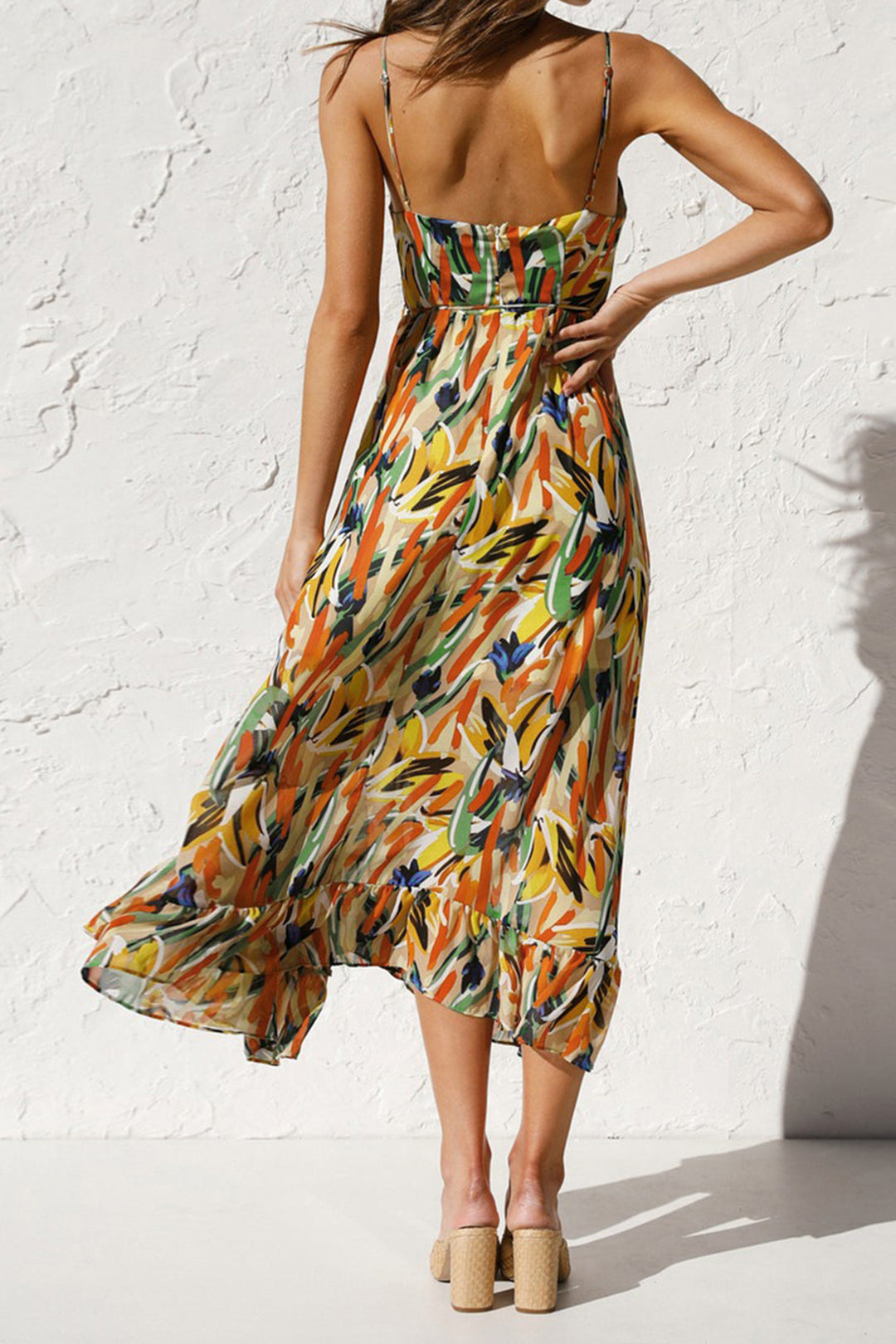 Abstract Print Slip Midi Dress