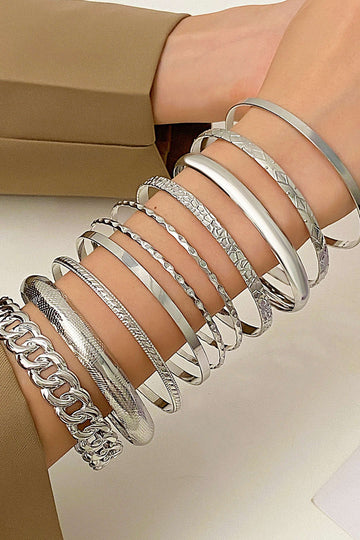 Set of 10 Metal Chain Bracelet Set