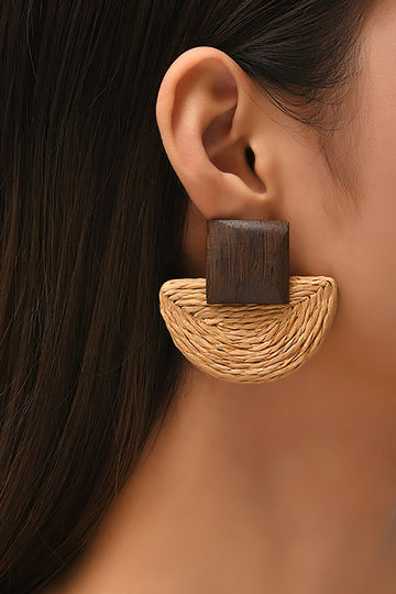 Geometric Fan-shaped Wooden Earrings