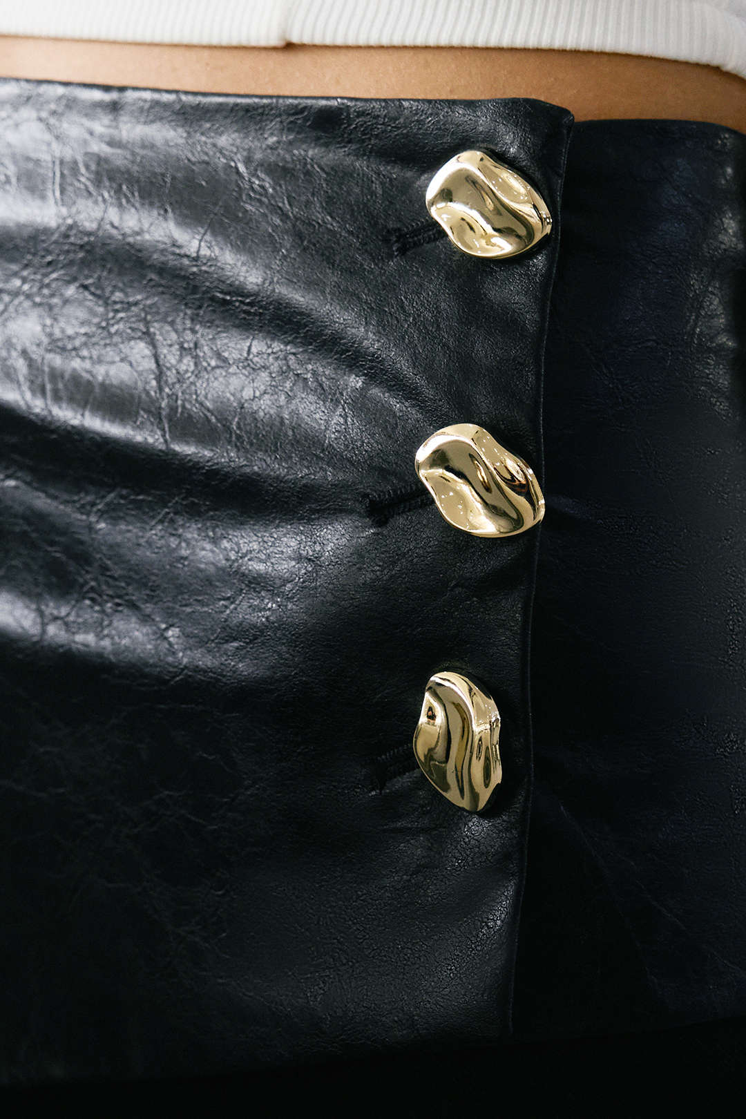 Faux Leather Metallic Asymmetrical Patchwork Trousers