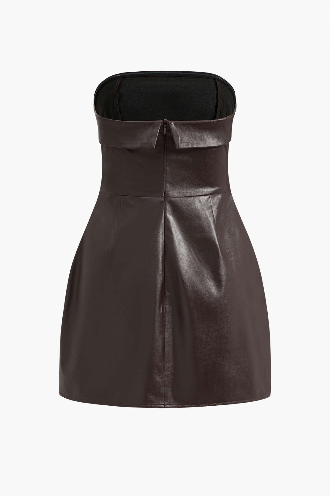 Solid Faux Leather Strapless Mini Dress