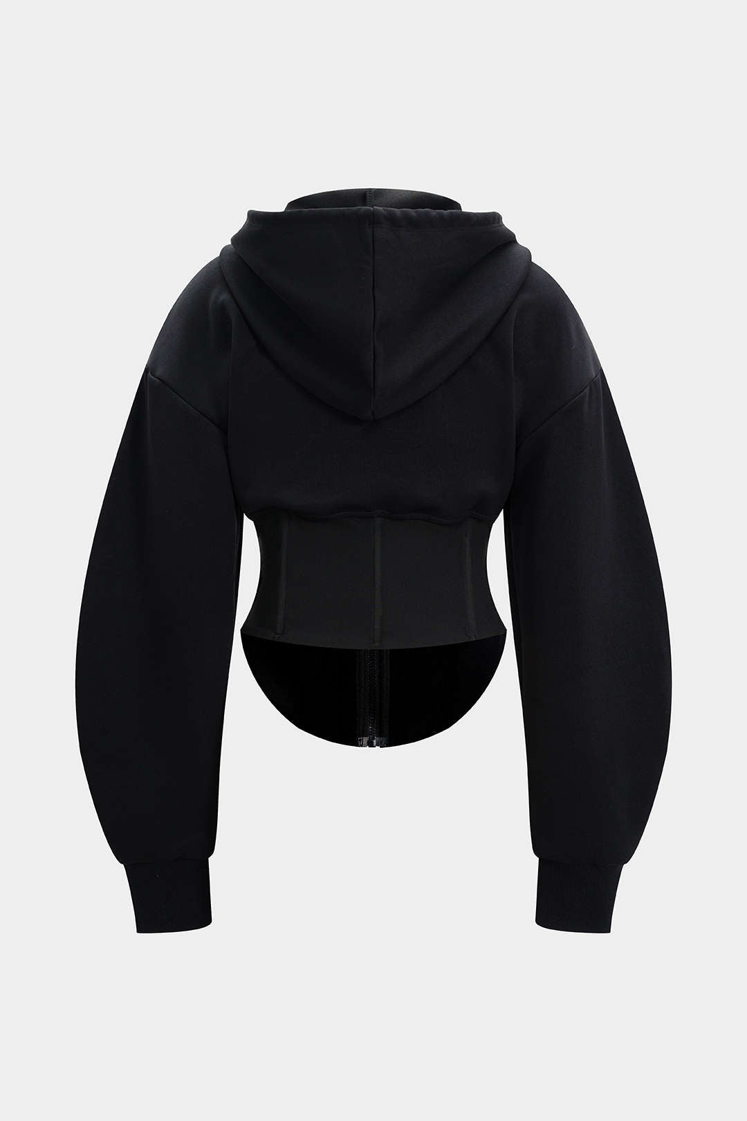 Zipper Drawstring Corset Hoodie
