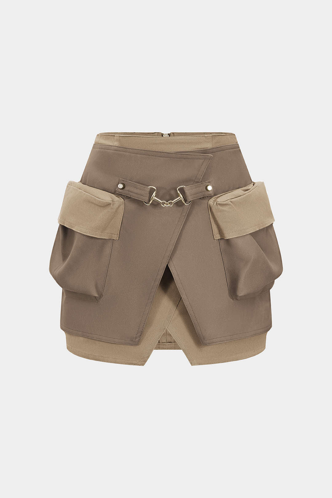 Faux Leather Contrast Pocket Skirt