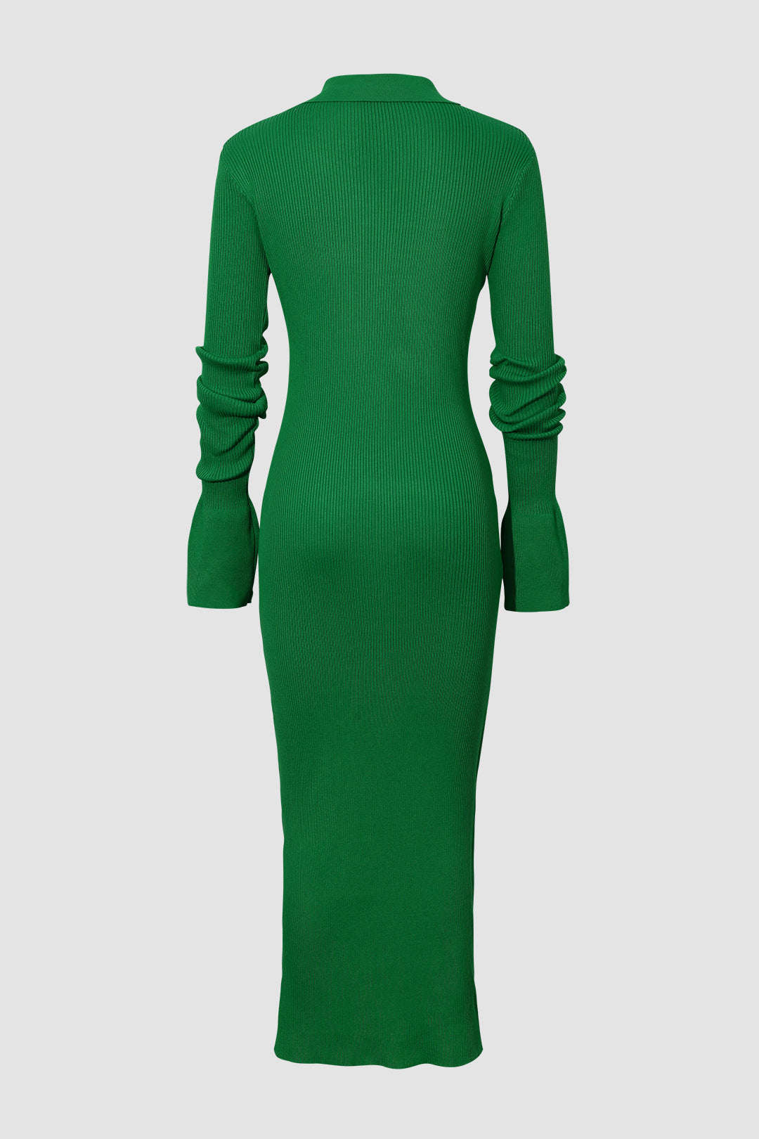 Muschelhülle gerippte Knöpfe unten Maxikleid