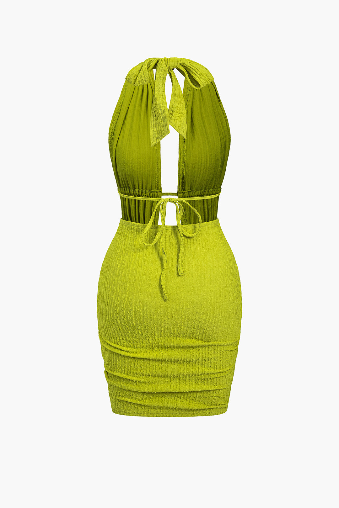 Solid Cut Out Tie Back Drawstring Mini Dress