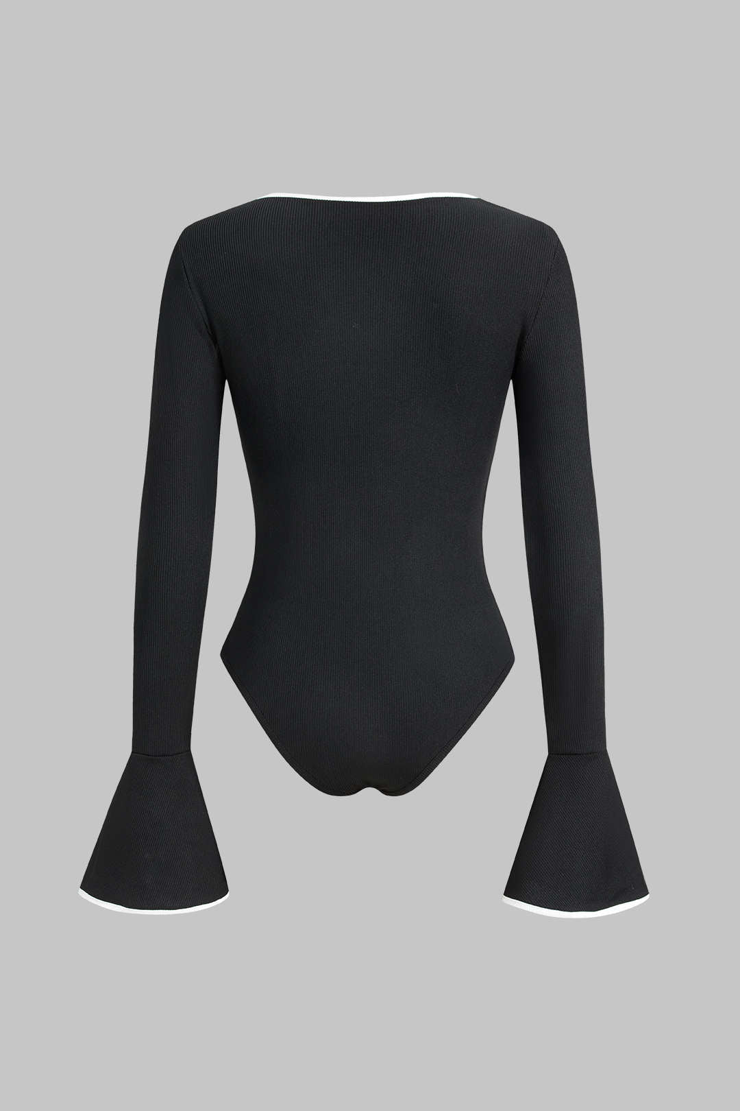 Kontrastbinding Langærmet Bell Sleeve Bodysuit