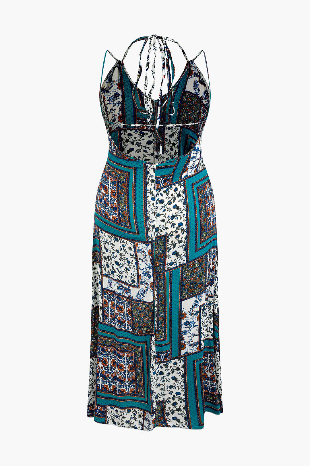 Plus Size Bohemian Print Halter Maxi Dress