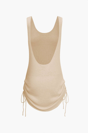 Drawstring Backless Tank Mini Dress