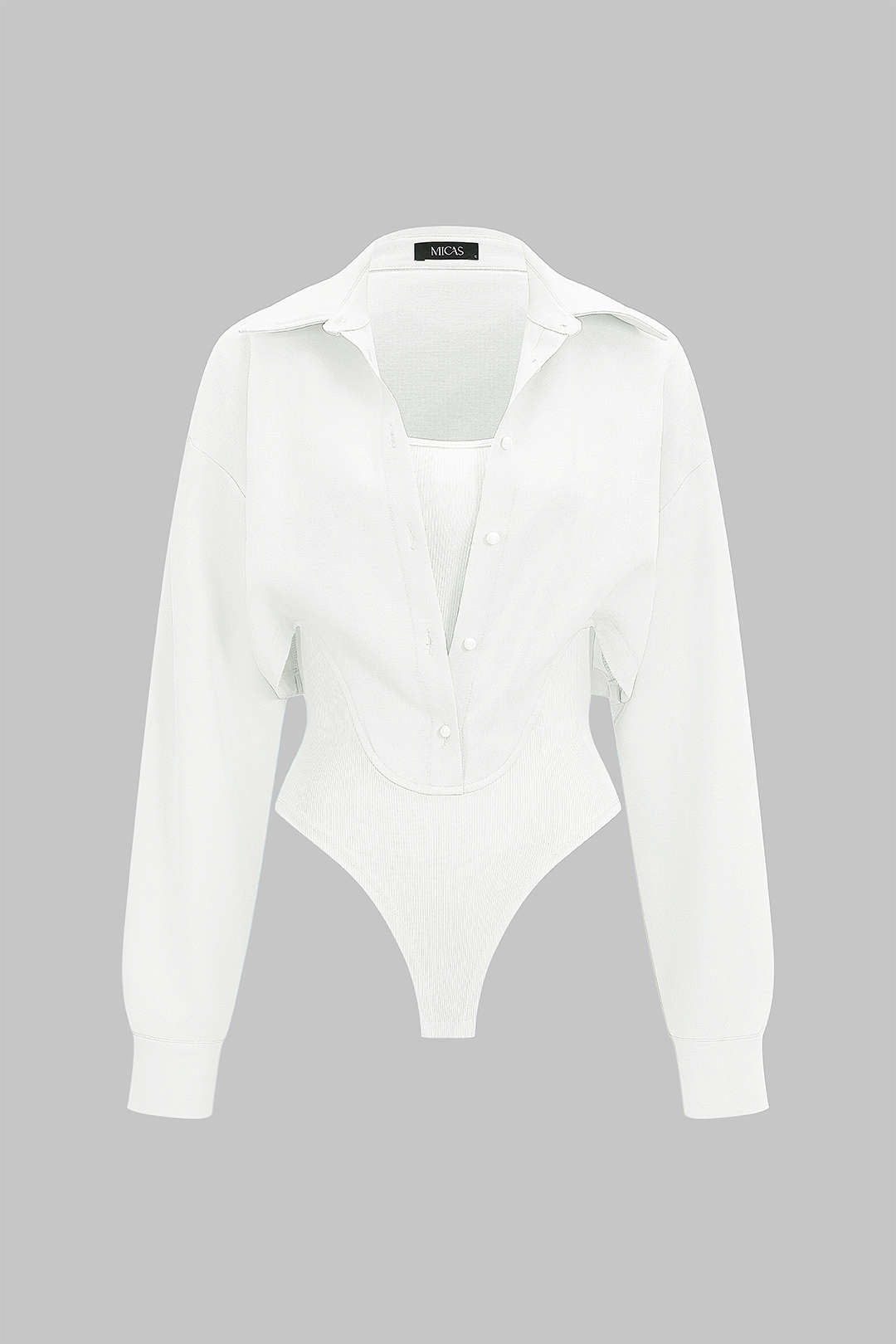 Patchwork Button Long Sleeve Bodysuit