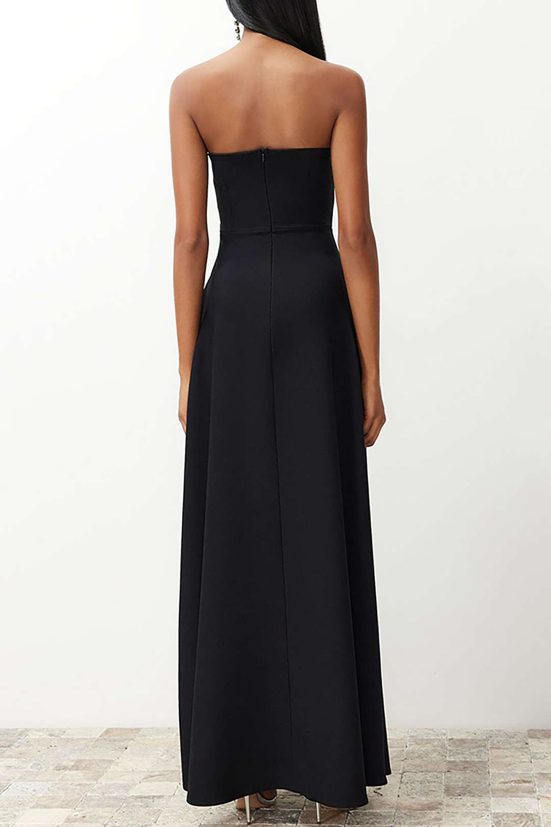 Strapless Sleeveless Pocket Maxi Dress