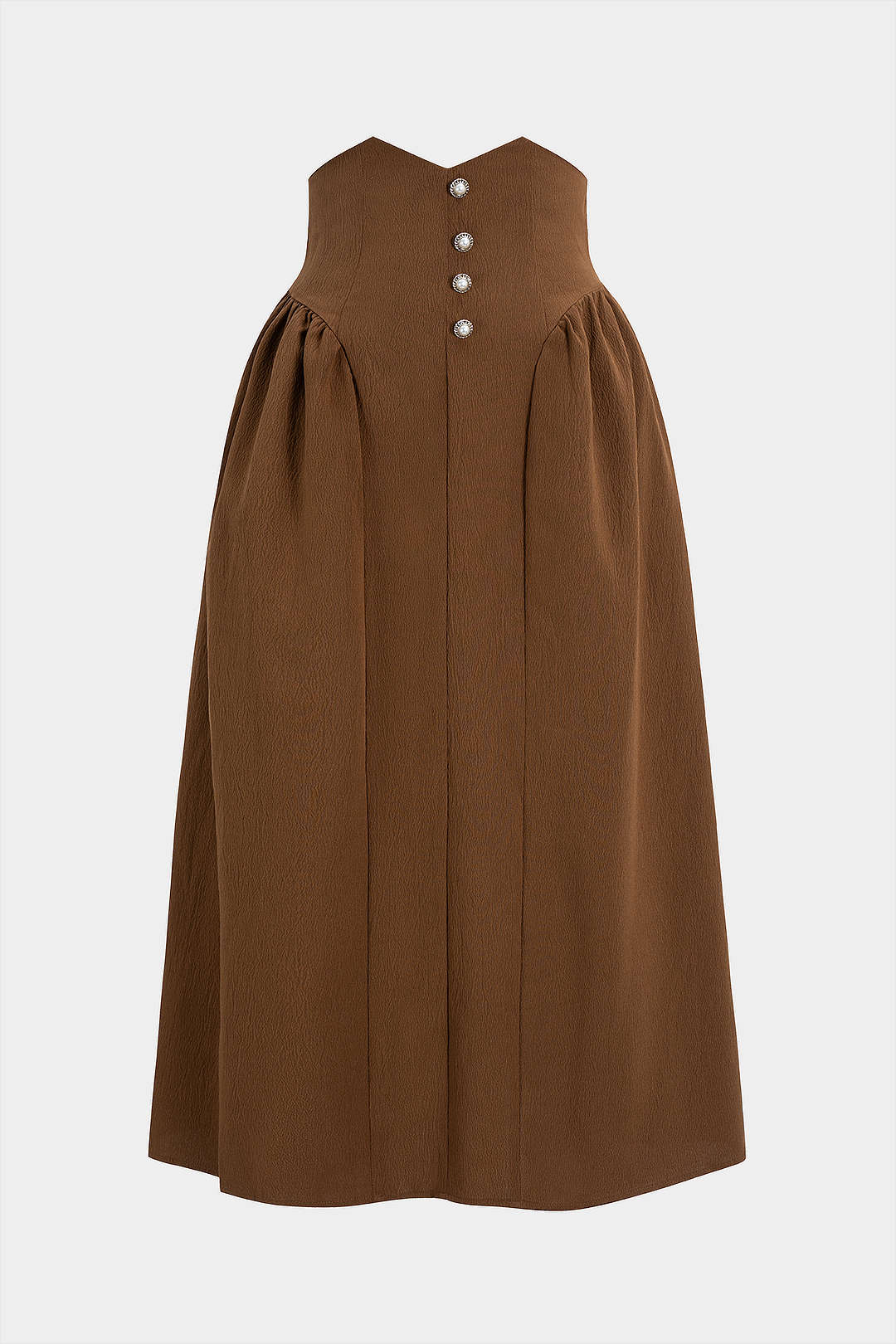 Ruched Smocked Button High Waist Skirt
