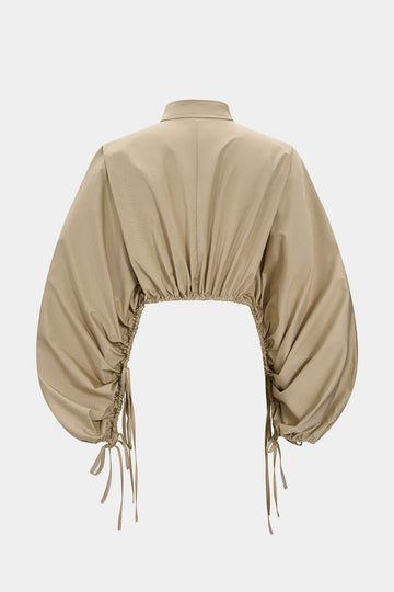 Tie-Up Ruched Long-Sleeve Jacket