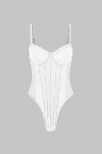 Mesh rygglöst ren lapptäcke korsett slip bodysuit