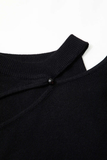 Asymmetric Cut Out Long Sleeve Knit Top