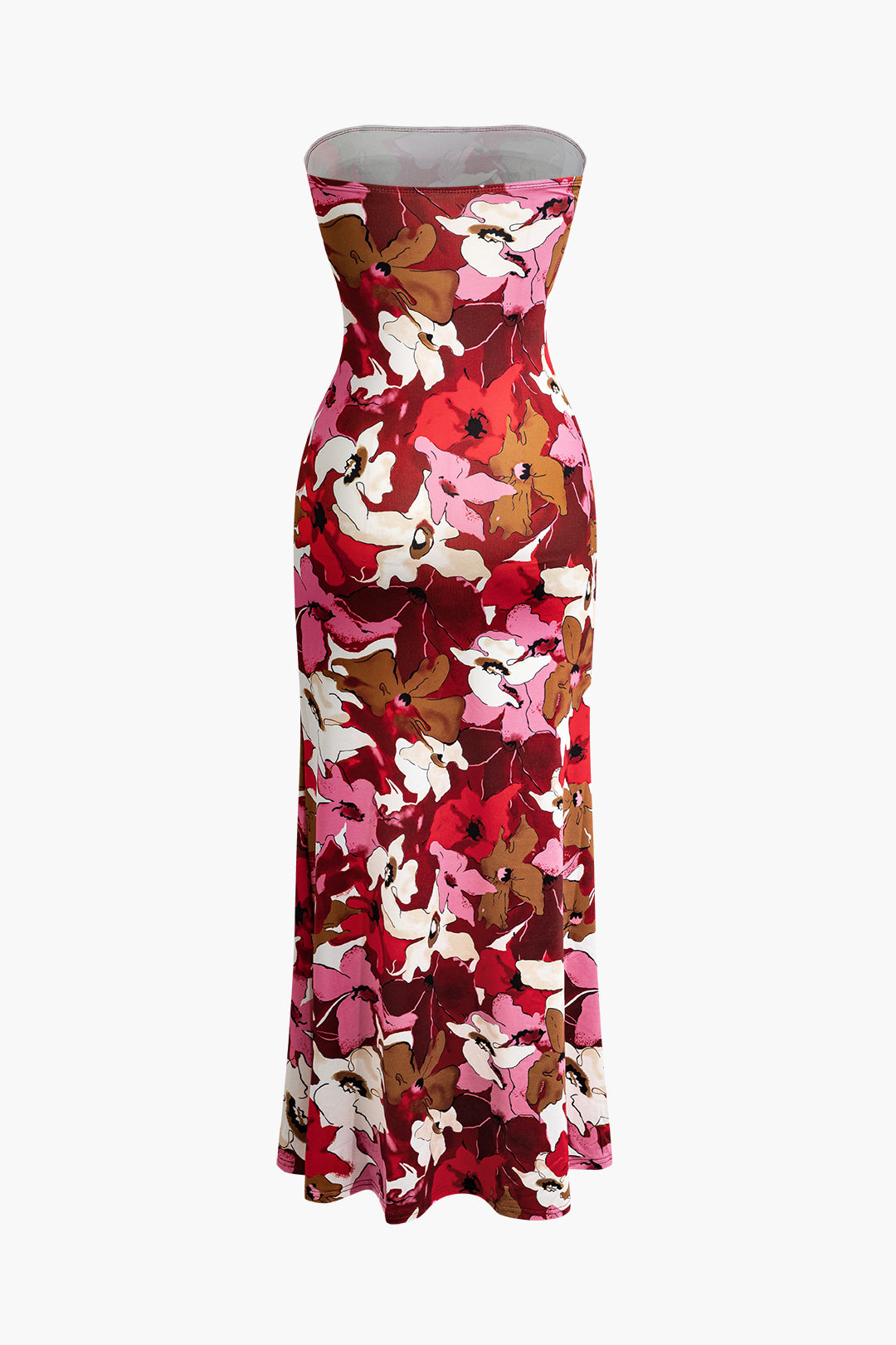 Floral Print Strapless Midi Dress