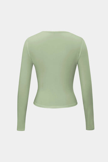 Basic Solid Round Neck Long Sleeve Top