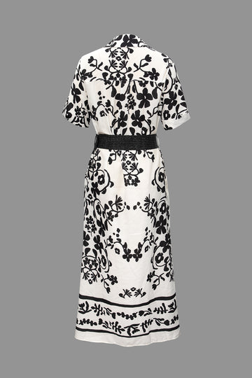 Floral Print V-neck Short Sleeve Maxi Dress