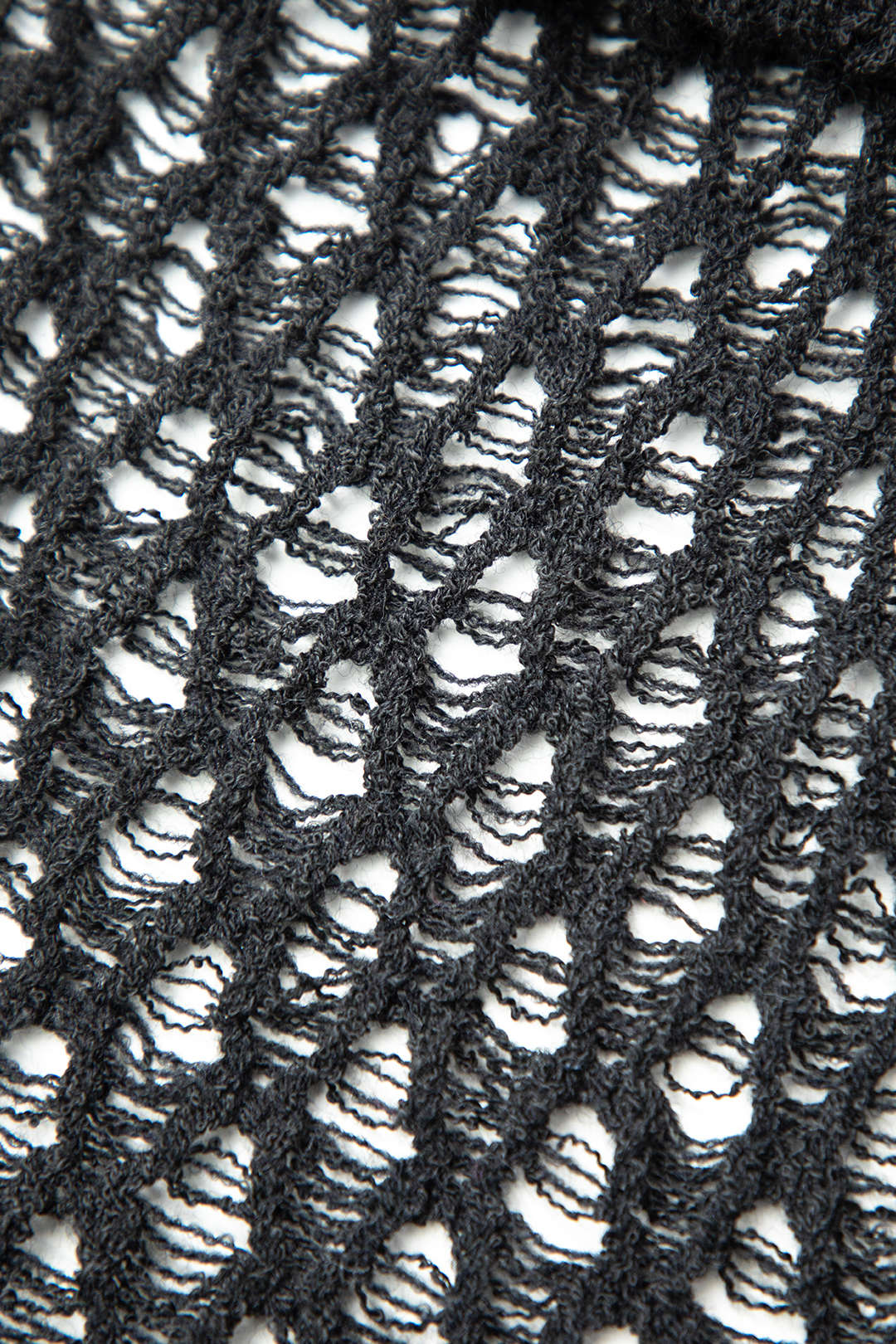 Open Knit Asymmetric Hem Long Sleeve Top