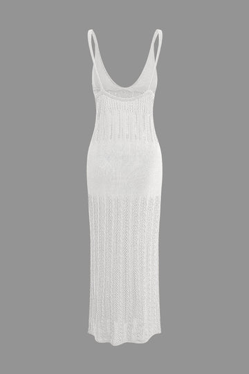 V-neck Open Knit Maxi Dress