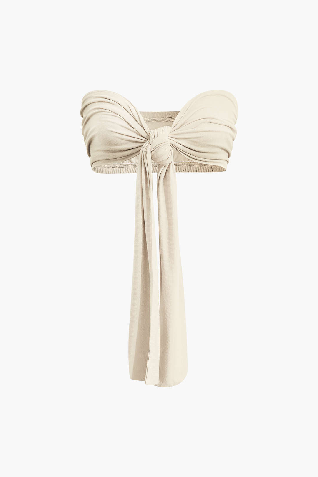 Tie Knot Front Ruched Tube Top And Pleated Wide Leg Pants