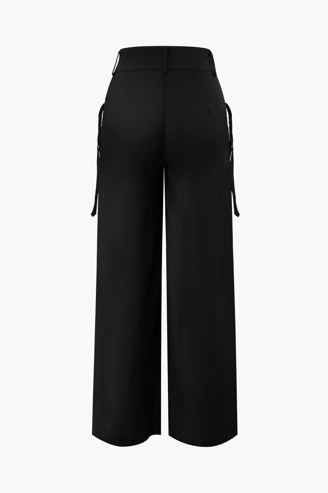 Solid Wide Leg Pocket Trousers