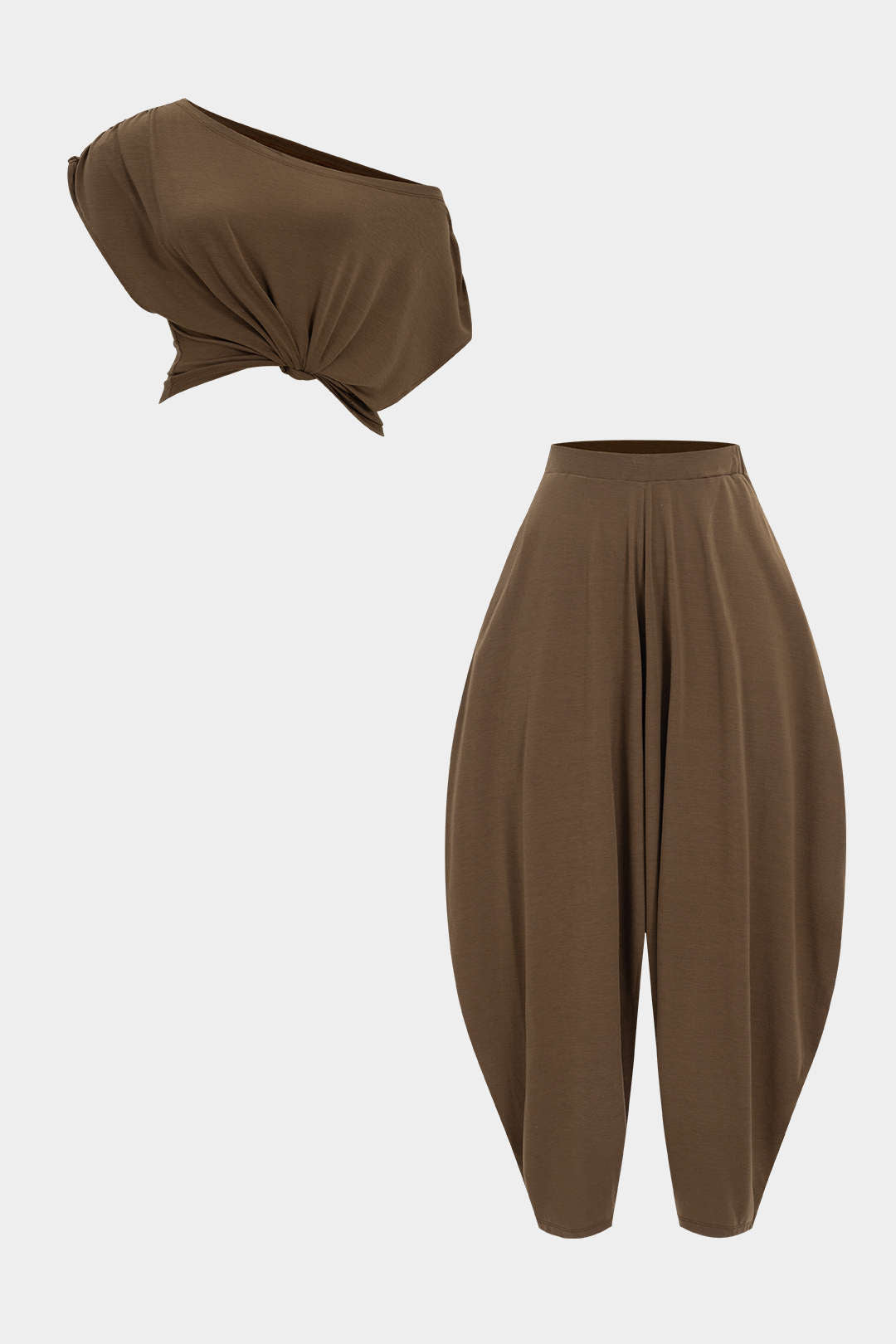 Asymmetrical  Top And Barrel Pants Set