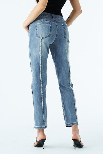 Frayed Detail Bootcut Jeans