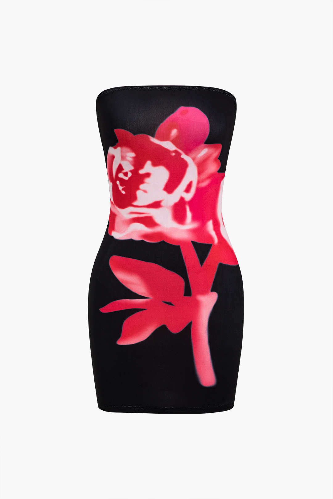 Blomsterprint stropløs Bodycon minikjole