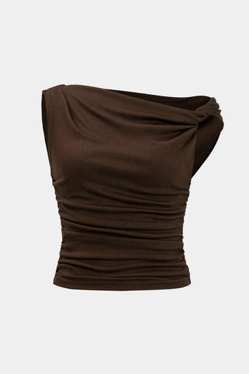 Ruched Knot One-Spalla Top bla kmiem