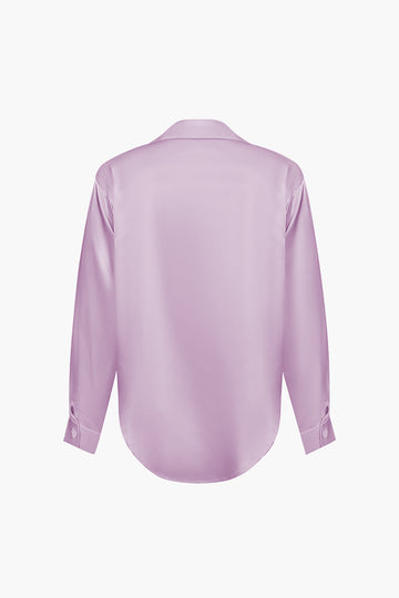 Basic Solid Satin Long-Sleeve Shirts