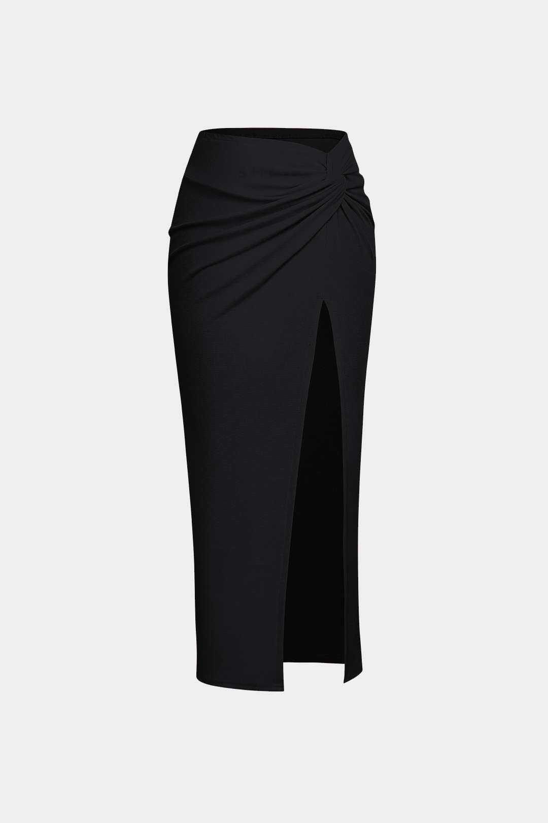 Knot Side Slit Knit Midi Skirt