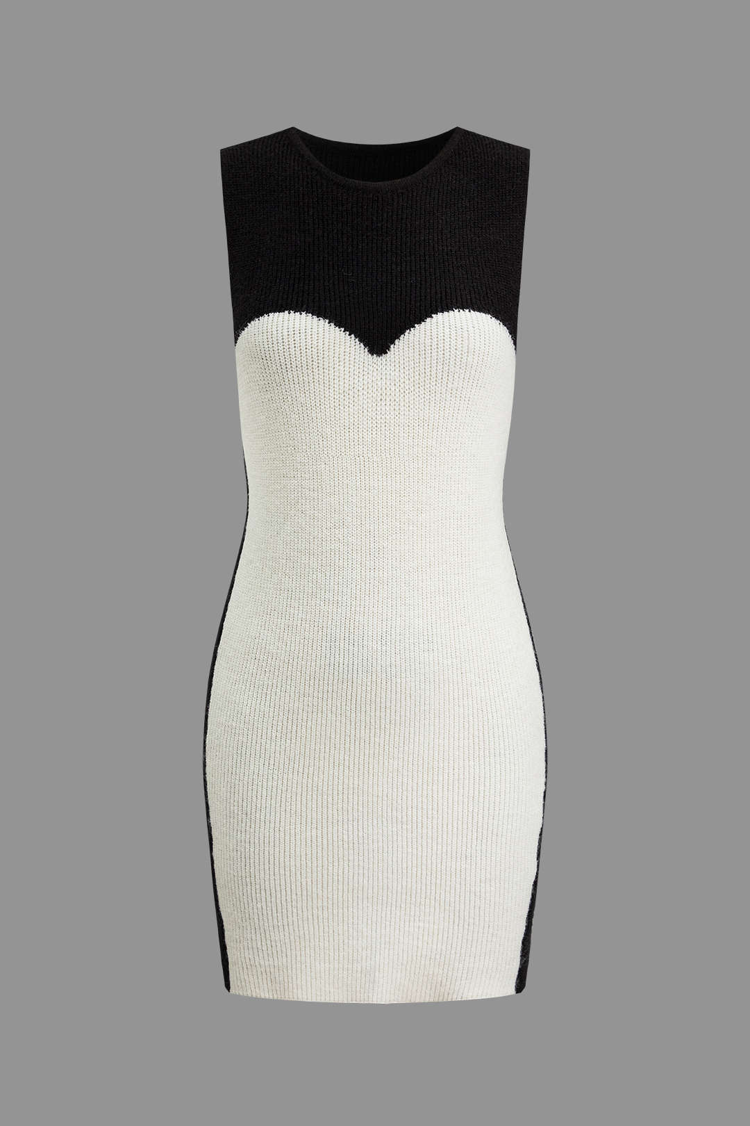 Basic Contrast Sleeveless Sweater Dress