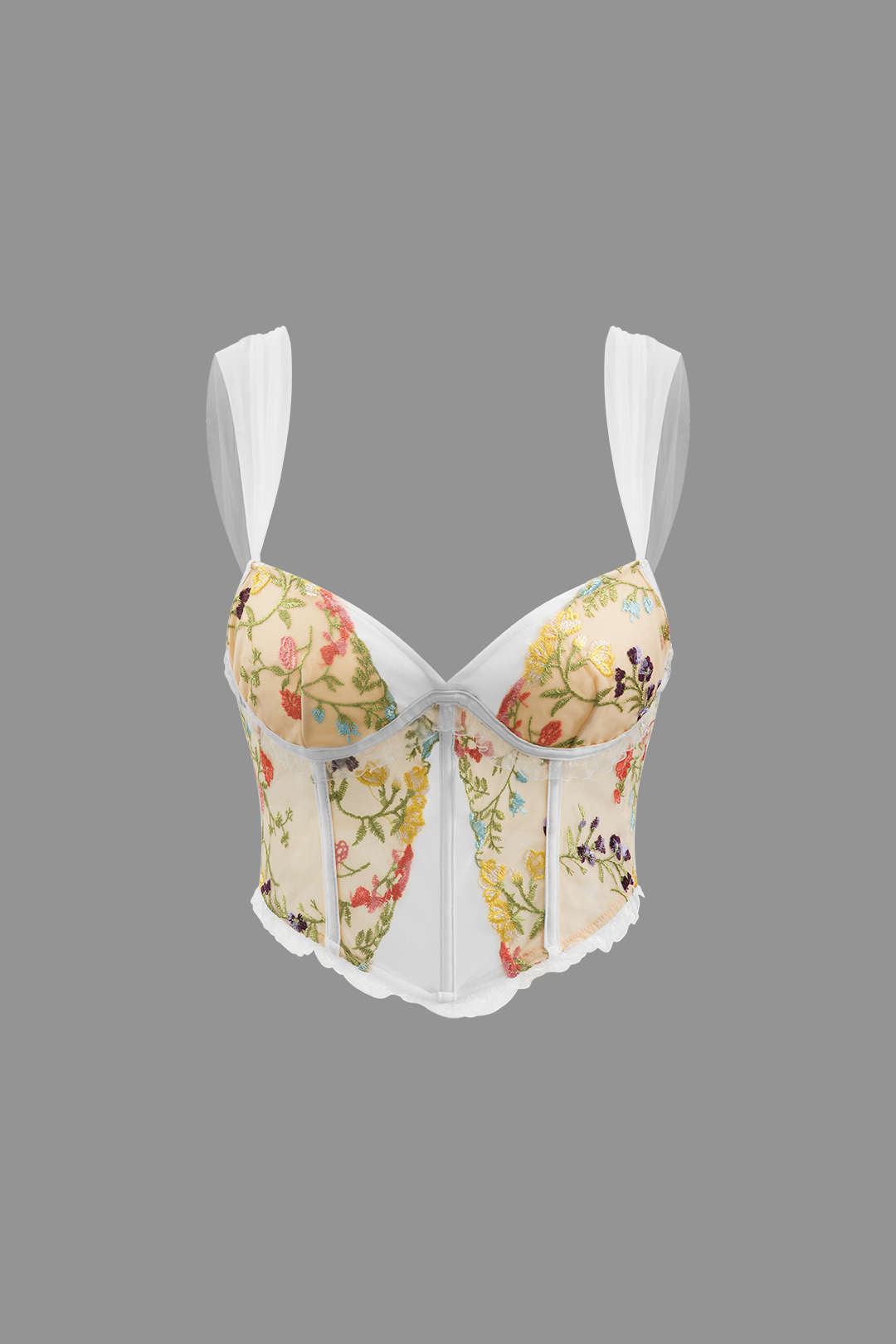Floral Embroidered Corset Cami Top