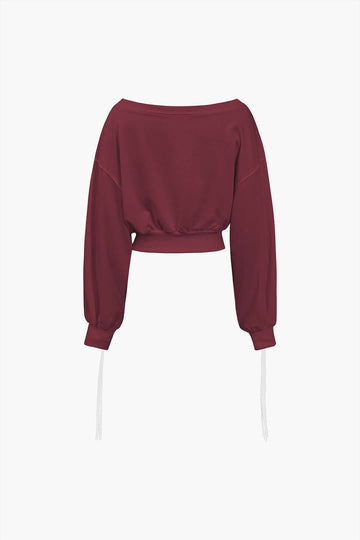 Contrasterend sweatshirt met striksluiting