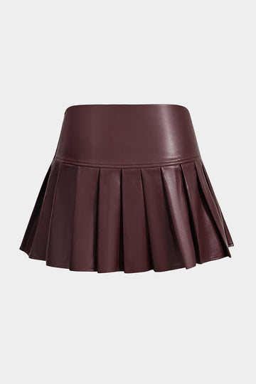 Faux Leather Pleated Skirt