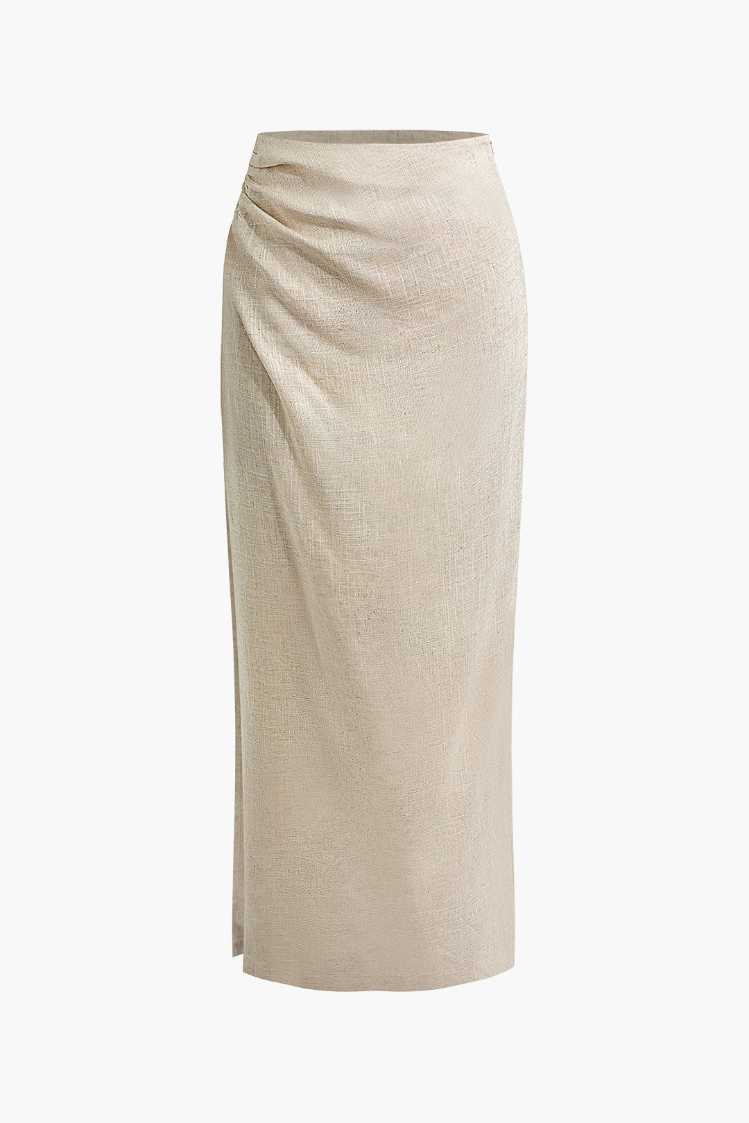 Linen Ruched Split Skirt