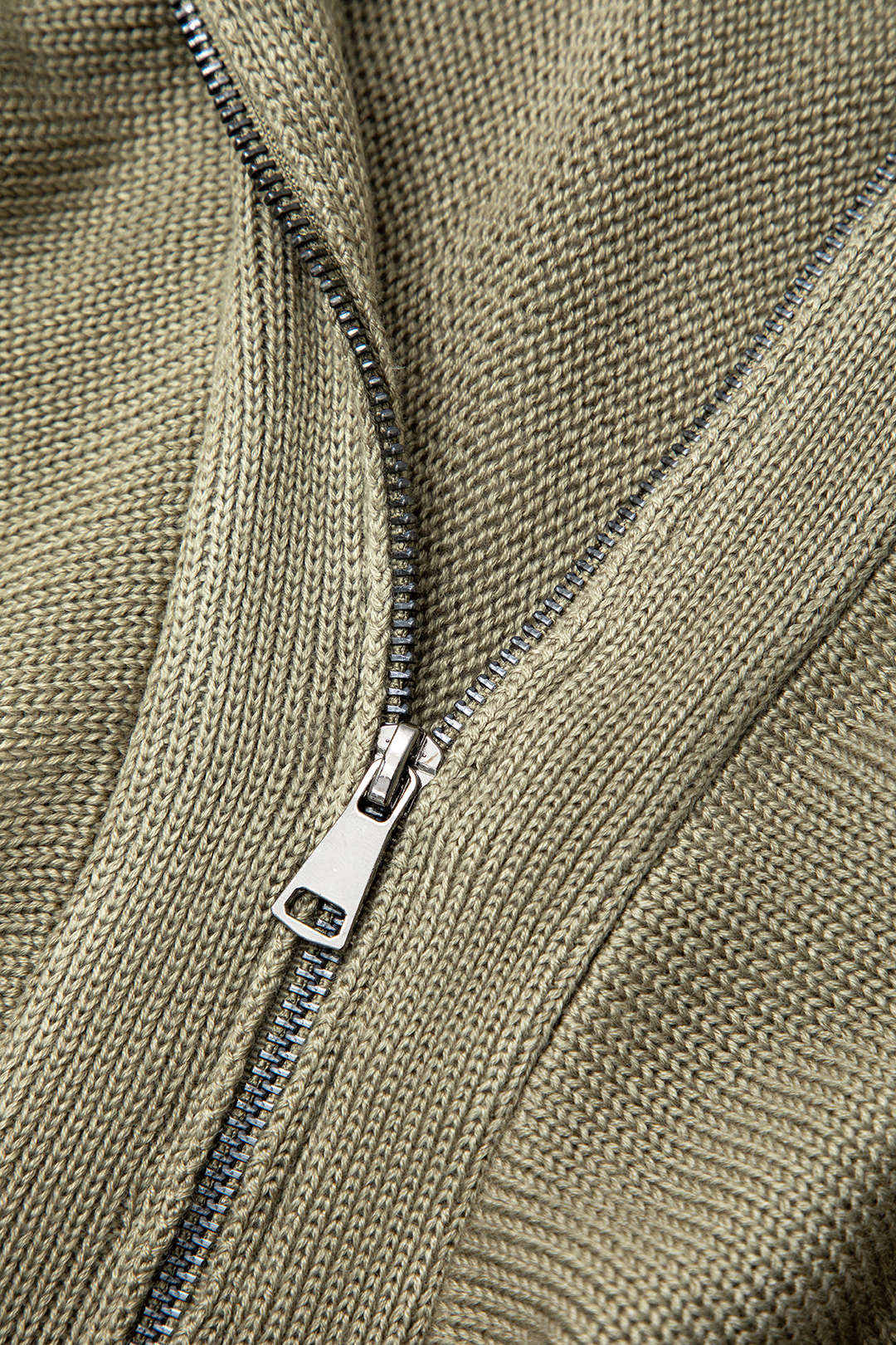 V-neck Zip Up Long Sleeve Knit Bomber Cardigan