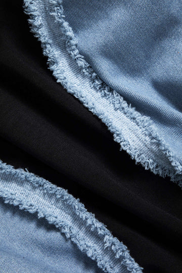 Denim Patchwork pitkähihainen ylä- ja leveä jalkahousut asetettu