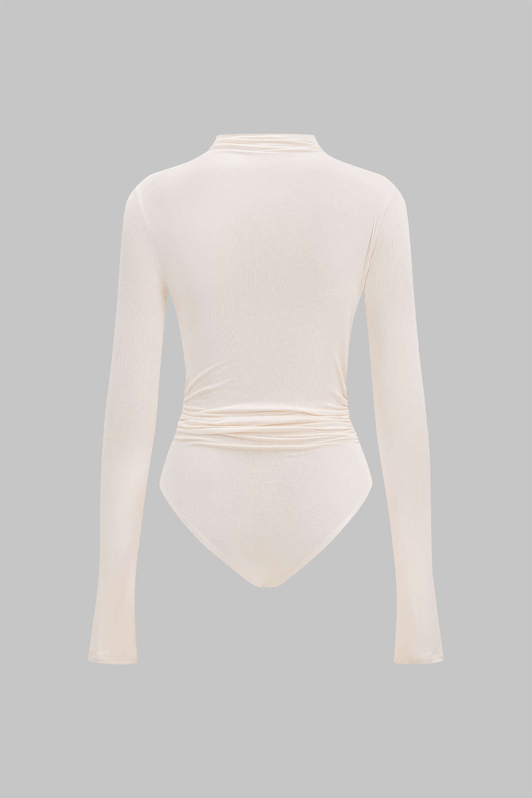 Asymmetrical Button Ruched Long Sleeve Bodysuit