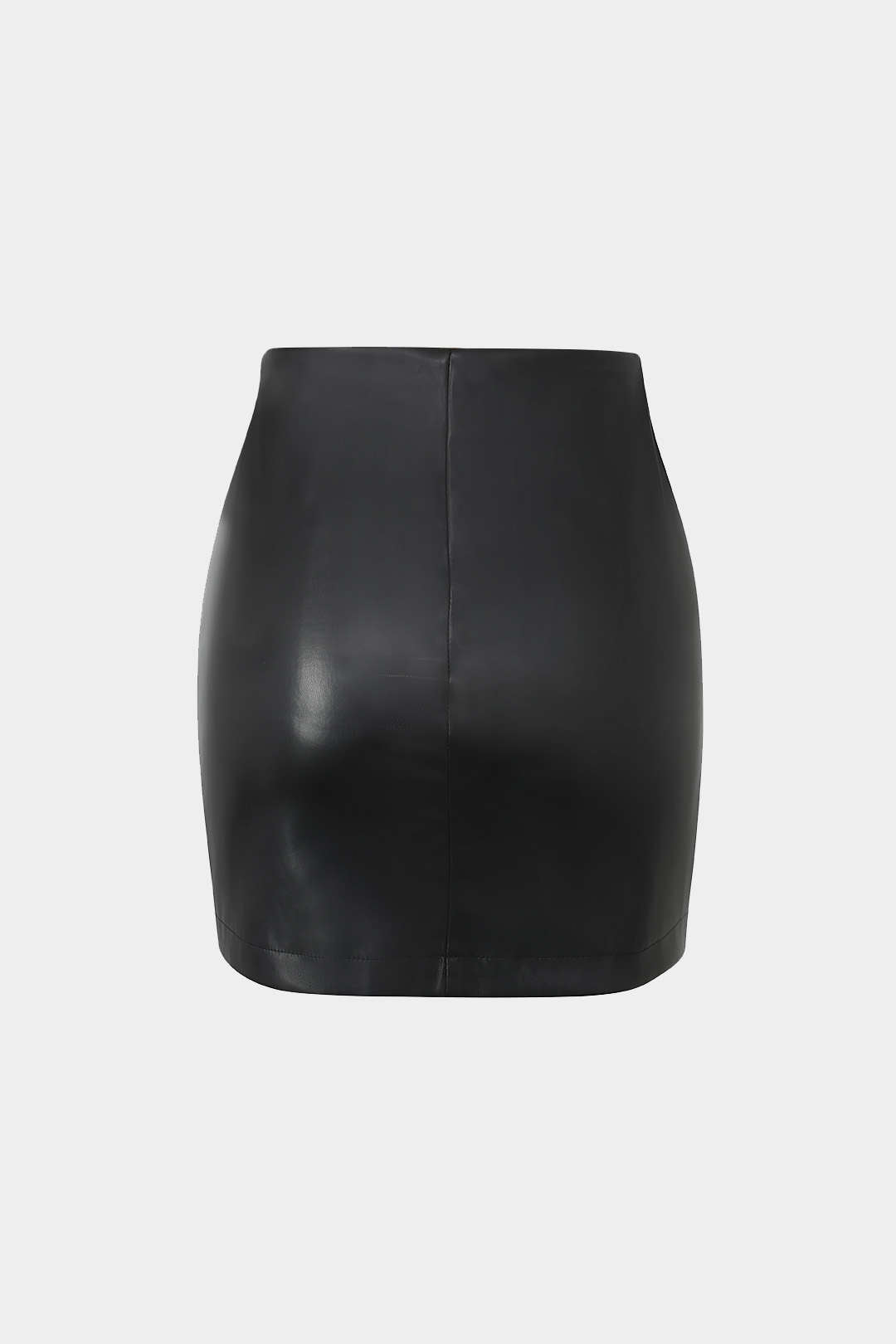 Asymmetrical Ruched Faux Leather Mini Skirt