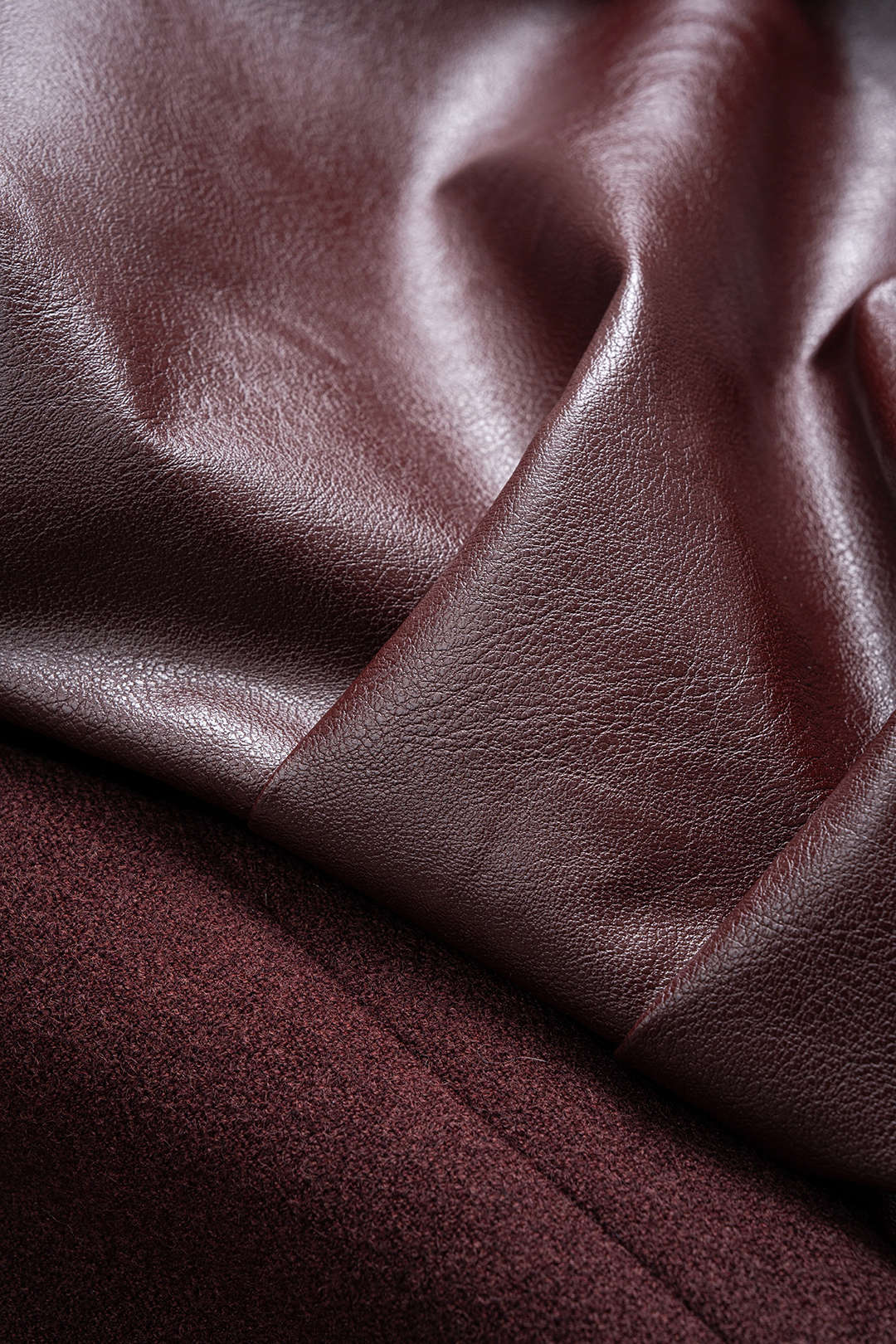 Faux Leather Woolen Patchwork Jacket