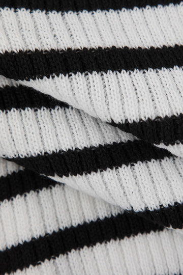 Stripe Cut Out Knit Strapless Midi Dress