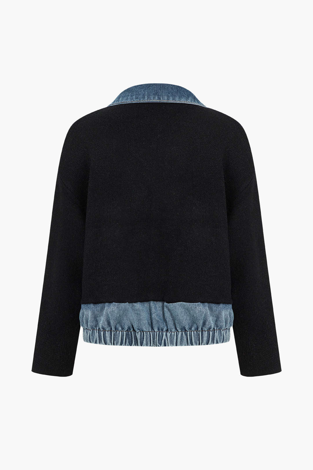 Cardigan de pull de poche patchwork en jean